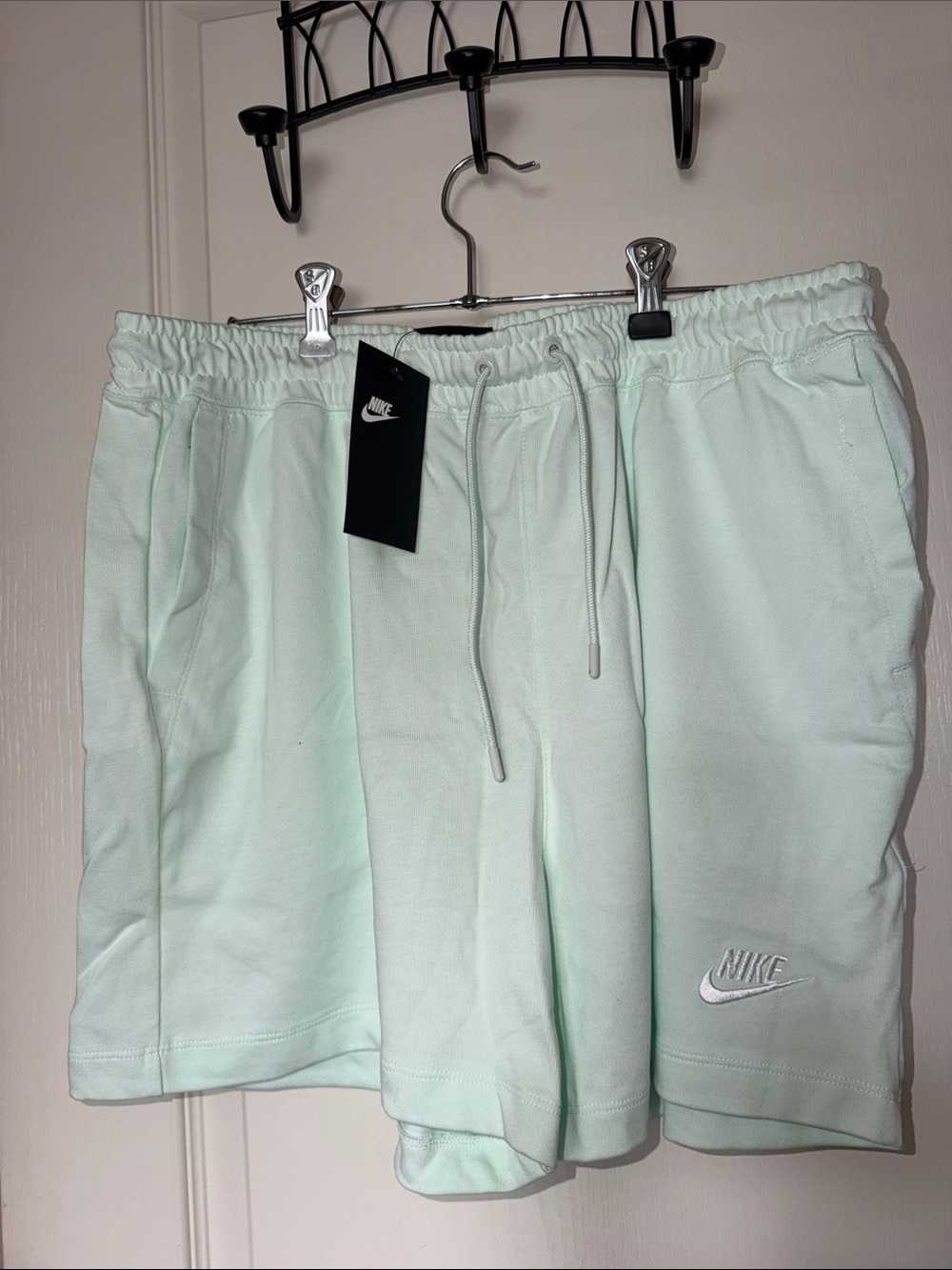Nike Light Mint Green Fleece Drawstring Shorts